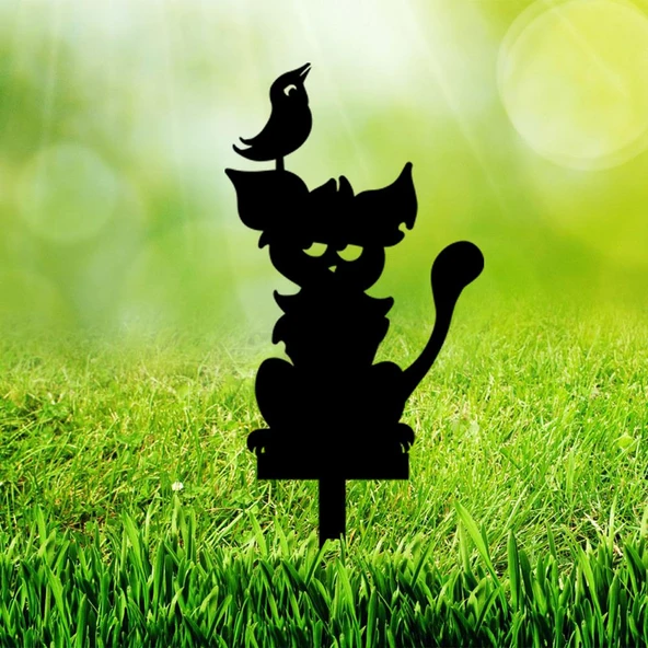 Lazer Kesim Süs Eşyaları Metal Kedi Bahçe Dekoru ürün görseli 1
