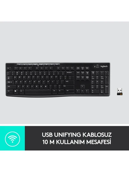 LOGİTECH K270 KABLOSUZ TÜRKÇE KLAVYE - SİYAH - Resim 4