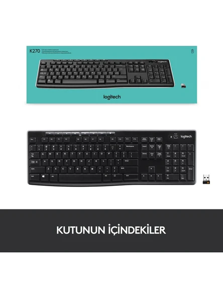 LOGİTECH K270 KABLOSUZ TÜRKÇE KLAVYE - SİYAH - Resim 7