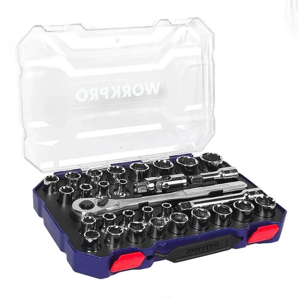 WORKPRO WP202525 30 Parça 1/2’’ CR-V Metrik/İnç Profesyonel Lokma Takımı ürün görseli 1