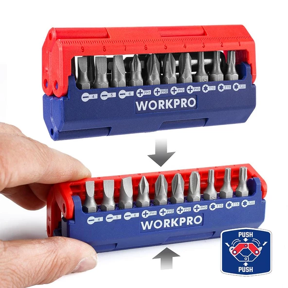 WORKPRO WP221062 13 Parça Manyetik CR-V Vidalama Bits Uç Seti - Resim 3