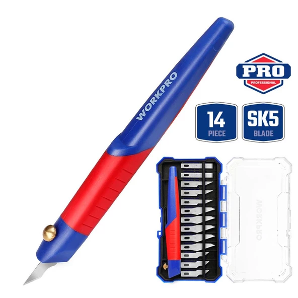 WORKPRO WP219005 14 Parça Profesyonel Hobi Maket Bıçağı Seti ürün görseli 1