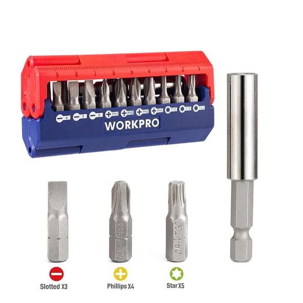 WORKPRO WP221062 13 Parça Manyetik CR-V Vidalama Bits Uç Seti - Resim 2