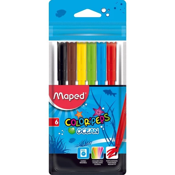 Maped Keçeli Boya Kalemi Ocean 6 Renk 845723 ürün görseli 1