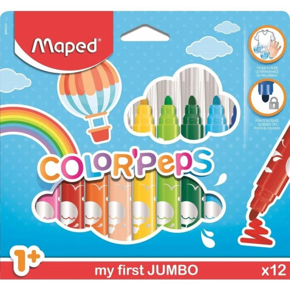 Maped Keçeli Boya Kalemi Maxi 12 Renk 846020 ürün görseli 1