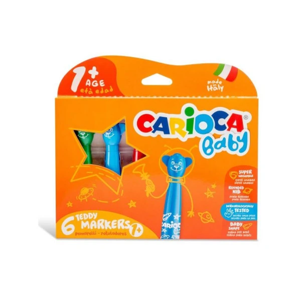 Carioca Teddy Jumbo Bebek Süper Yıkanabilir Keçeli Boya Kalemi 6'lı ürün görseli 1