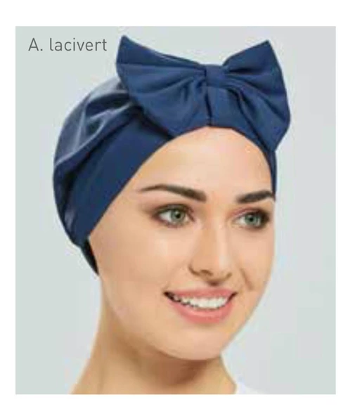 Adasea Fiyonklu  Açık Lacivert Tesettür Mayo Bonesi ürün görseli 1