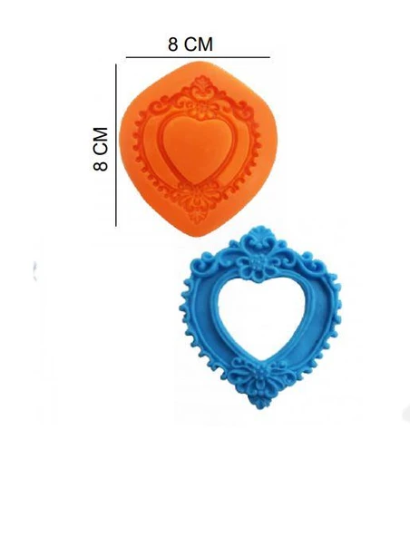ŞEKER HAMUR KALIBI SİLİKON ÇERÇEVE KALPLİ 8*8 CM ürün görseli 1