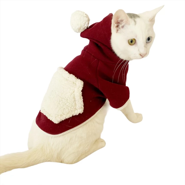 Cream Bordo Sweatshirt Kedi Süeteri Kedi Kıyafeti ürün görseli 1