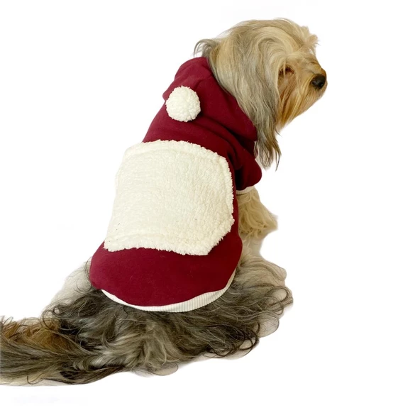 Cream Bordo Kapşonlu Sweat by Kemique Köpek Kazağı ürün görseli 1