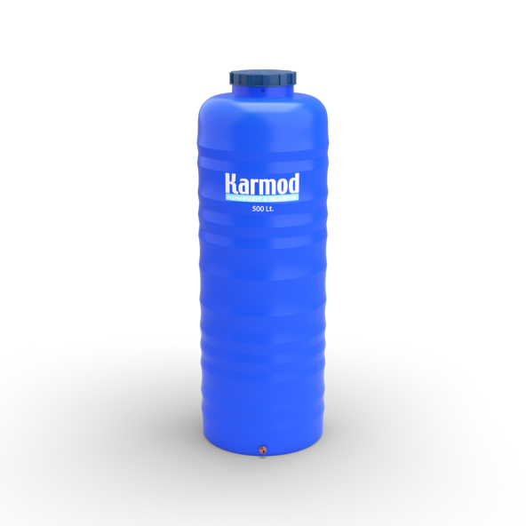 500 Litre Polietilen Dikey Su Deposu - Mavi (Boru Model) - Resim 2