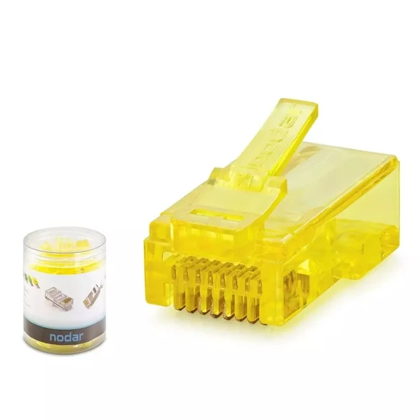 Nodar ND2400 Cat6 Konnektör Ezrj45 100Lü Plastik Kutu Sarı ürün görseli 1