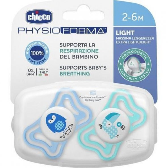 Chicco Soother Physio Light Boy Silikon Emzik 2-6 Ay 2li - Resim 2