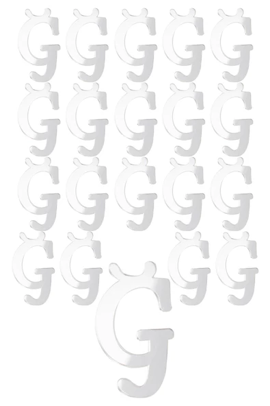 Kına Atölyesi 20 Ad Karışık Pleksi Harfleri  4cm Gümüş ürün görseli 1