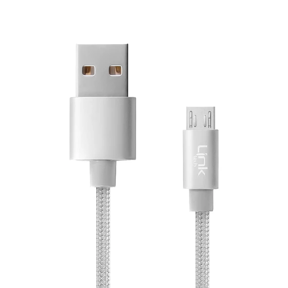 LinkTech K571 Micro USB Data/Şarj Kablosu Örgü Metal Başlı 3mt - Resim 3