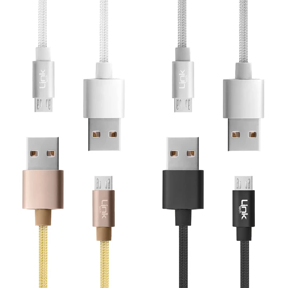 LinkTech K571 Micro USB Data/Şarj Kablosu Örgü Metal Başlı 3mt ürün görseli 1