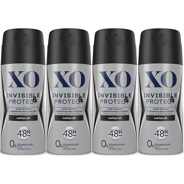 XO Deodorant 150ML Men-Erkek Invisible & Protect (4 Lü Set) ürün görseli 1
