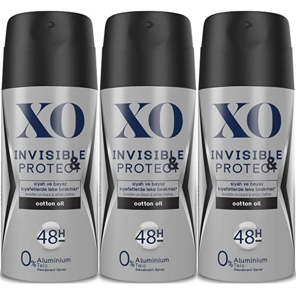 XO Deodorant 150ML Men-Erkek Invisible & Protect (3 Lü Set) ürün görseli 1