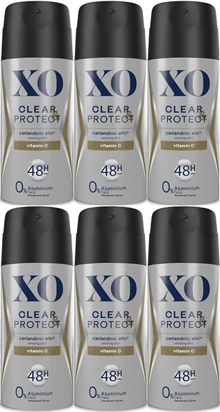 XO Deodorant 150ML Men-Erkek Clear & Protect (6 Lı Set) ürün görseli 1