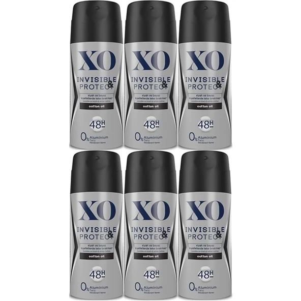 XO Deodorant 150ML Men-Erkek Invisible & Protect (6 Lı Set) ürün görseli 1