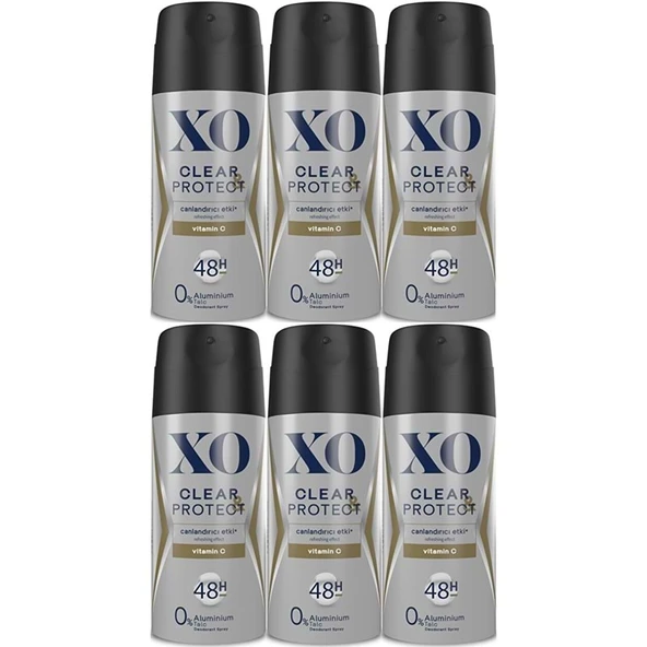 XO Deodorant 150ML Men-Erkek Clear & Protect (6 Lı Set) ürün görseli 1