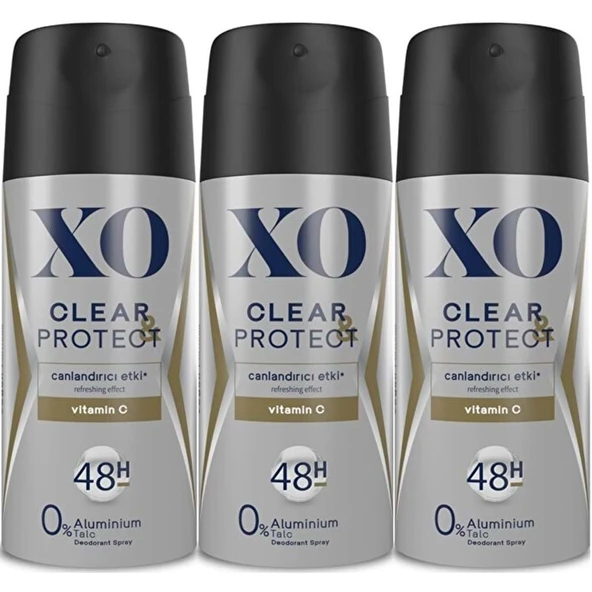 XO Deodorant 150ML Men-Erkek Clear & Protect (3 Lü Set) ürün görseli 1
