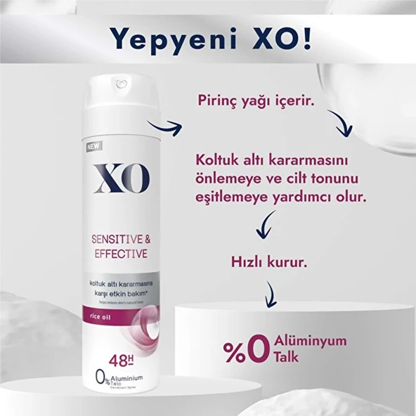 XO Deodorant 150ML Women-Kadın Sensitive & Effective - Resim 3