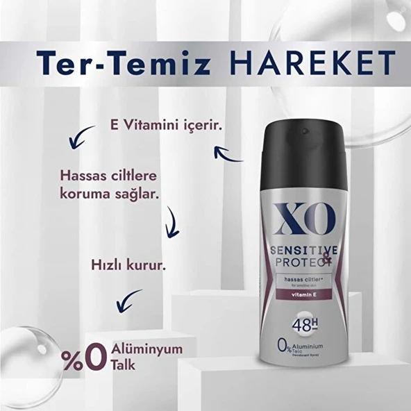 XO Deodorant 150ML Men-Erkek Sensitive & Protect (5 Li Set) - Resim 4