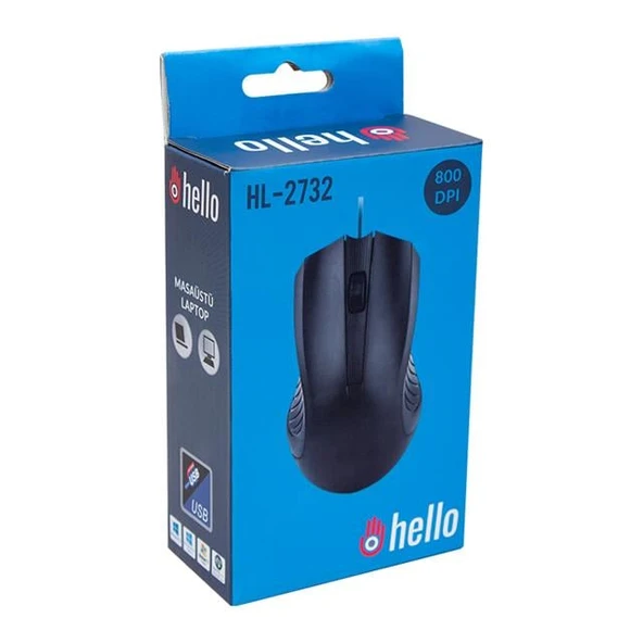 Hello HL-2732 Usb Kablolu Siyah 800 DPI Mouse - Resim 9