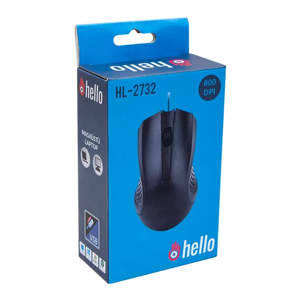 Hello HL-2732 Usb Kablolu Siyah 800 DPI Mouse - Resim 6