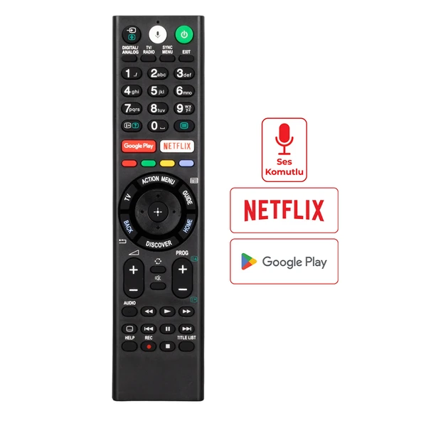 Huayu RMF-TX300E Sony Netflix-Google Play Tuşlu Ses Komutlu LCD LED TV Kumanda ürün görseli 1