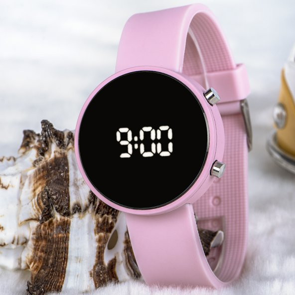 Açık Pembe Renk Silikon Kordonlu Led Bayan Kol Saati ST-303709 ürün görseli 1