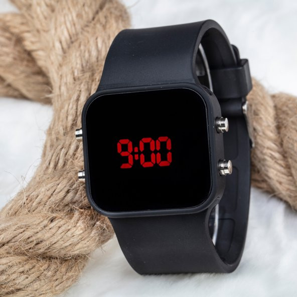 Dijital Mat Siyah Kasa Led Kol Saat Silikon Bileklik Yeni Model ST-303179 ürün görseli 1