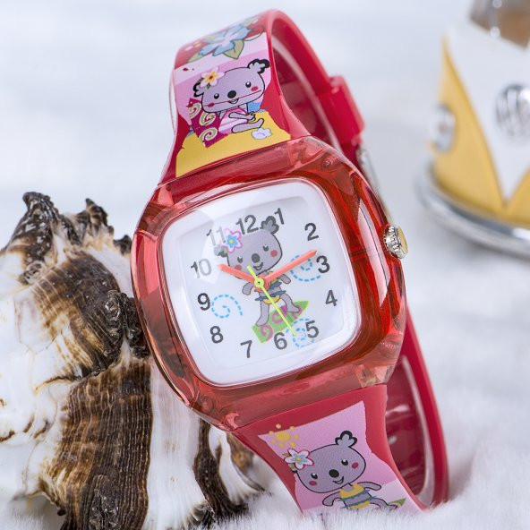 Koala Junior Temalı Kırmızı Renk Silikon Kordonlu Çocuk Saati ST-303712 ürün görseli 1