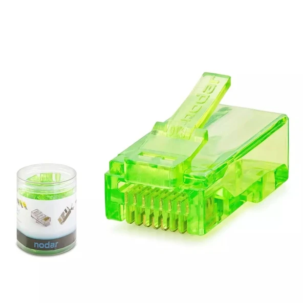 Nodar ND2401 Cat6 Konnektör Ezrj45 100Lü Plastik Kutu Yeşil ürün görseli 1