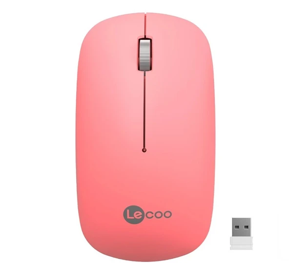 Lenovo Lecoo WS214-P 1200DPI 3 Tuşlu Optik Kablosuz Mouse Pembe ürün görseli 1