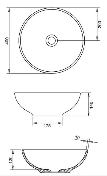 TOLEDO ÇANAK LAVABO 40cm TURAVİT - MAT ANTRASİT - Resim 2