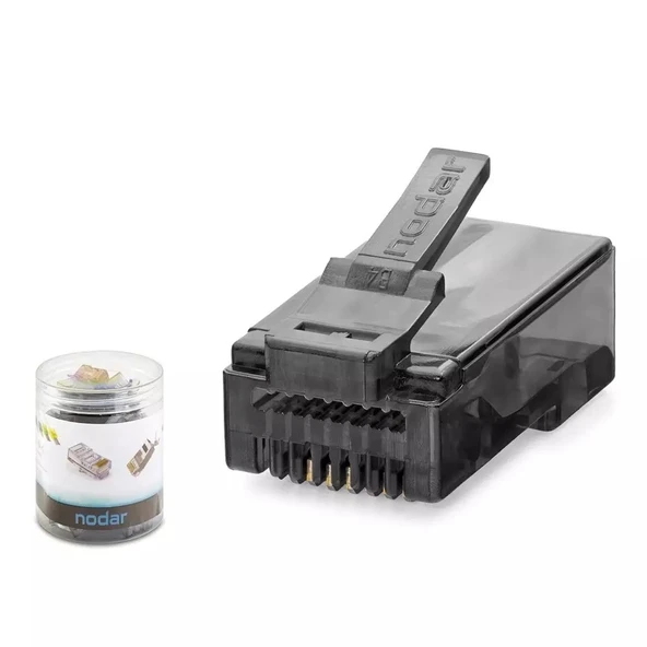 Nodar ND2402 Cat6 Konnektör Ezrj45 100Lü Plastik Kutu Siyah ürün görseli 1