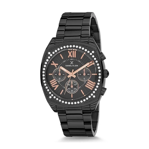 Daniel Klein DK.1.11539A.01 Siyah Modern Oval Kare Model Taşlı Kadın Kol Saati ürün görseli 1