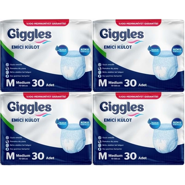 Giggles Yetişkin Bezi Emici Külot M-Orta Medium 120 Adet (4PK*30) ürün görseli 1
