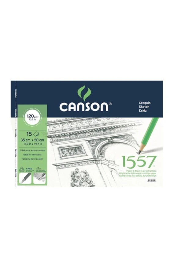 Canson 1557 Resim Defteri (Desen Resim Ve Çizim Blok) 180 Gram 35X50 Cm 15 Yaprak ürün görseli 1