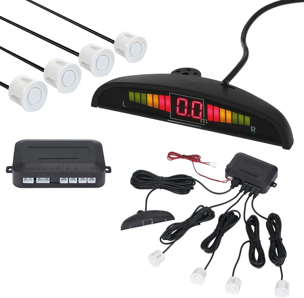 AEMPART Araç geri park sensörü led ekran ve ses ikazlı beyaz göz 22mm aem ürün görseli 1