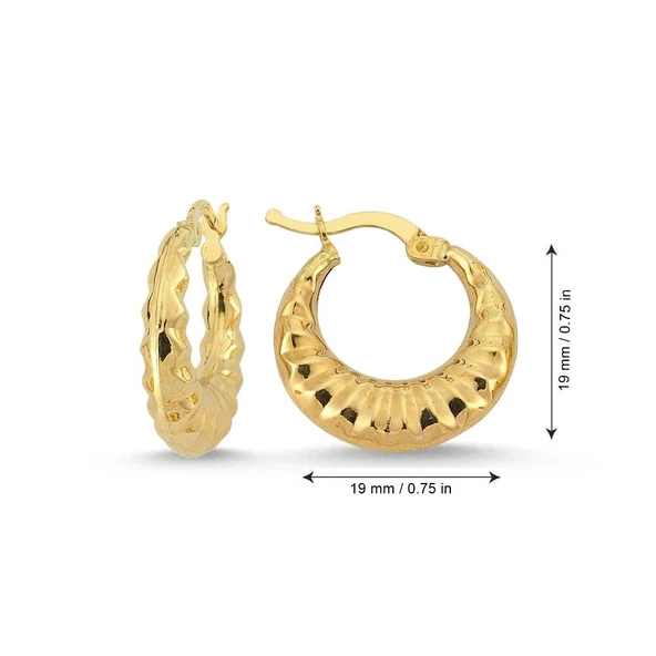 Altın Halka Küpe 1.9 cm 14 Ayar - Resim 3
