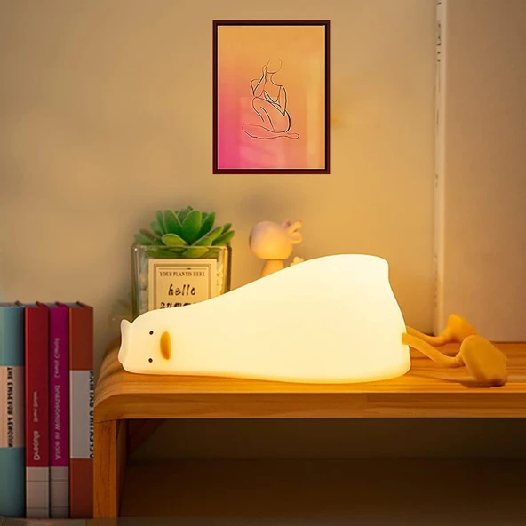 HyMark Sevimli Silikon Dokunmatik LED Ördek Gece Lambası Şarjlı Kısılabilir Dekoratif ürün görseli 1