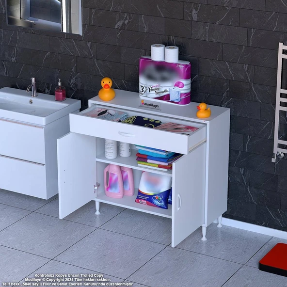 Modilayn EMİR 95x88x32,5 cm Çok Amaçlı 2 Kapak 1 Çekmece 1 Raf 2 Bölmeli Dolap ürün görseli 1