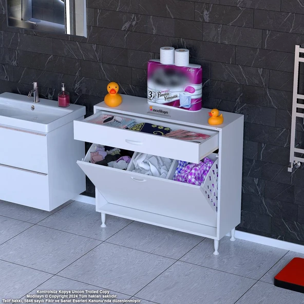 Modilayn EMİR 90x88x32,5 cm 3 Göz Sepetli düzenleyici dolap ürün görseli 1