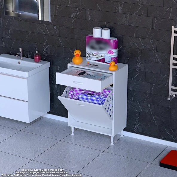 Modilayn EMİR 55x88x32,5 cm 1 Göz Sepetli kirli çamaşır çok foksiyonlu düzenleyici dolap ürün görseli 1