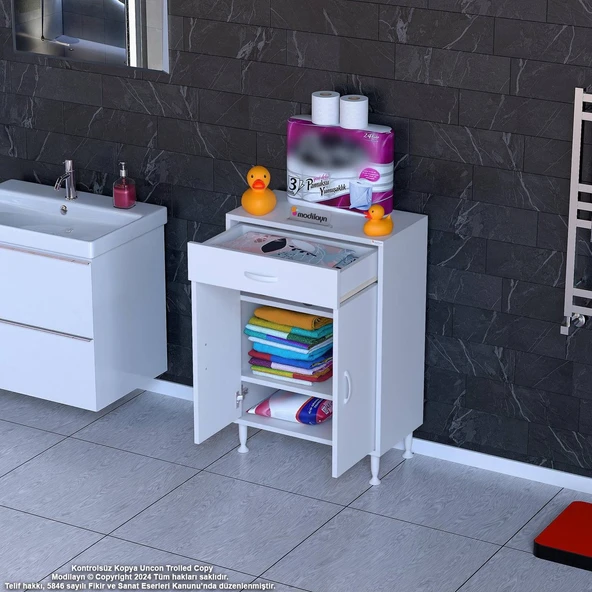 Modilayn EMİR 65 x 88 x 32,5 cm 1 Çekmece 2 Kapak 2 Raf 3 Bölme Çok Amaçlı Banyo & Mutfak Dolabı  ürün görseli 1