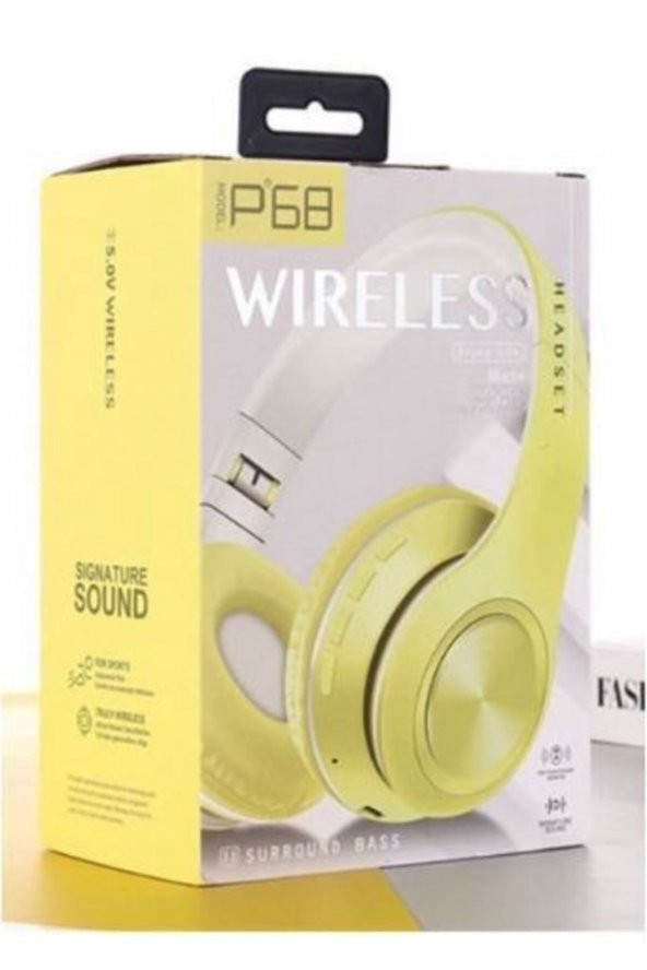 P68 Bluetooth 5.0 Wireless Kulaklık Sarı ürün görseli 1