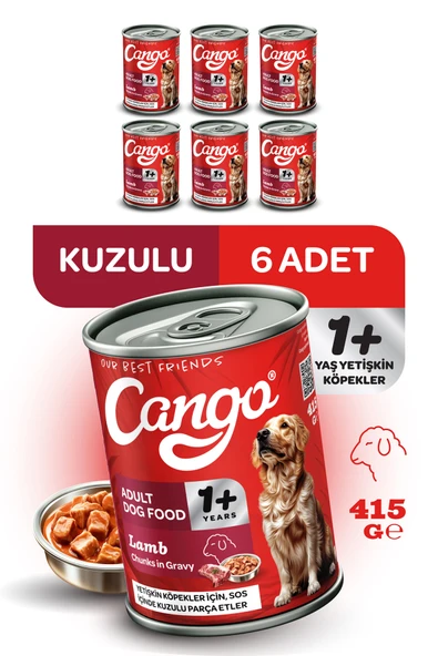Cango Yetişkin Yaş Köpek Maması Kuzu Etli 415Gr 6Lı ürün görseli 1